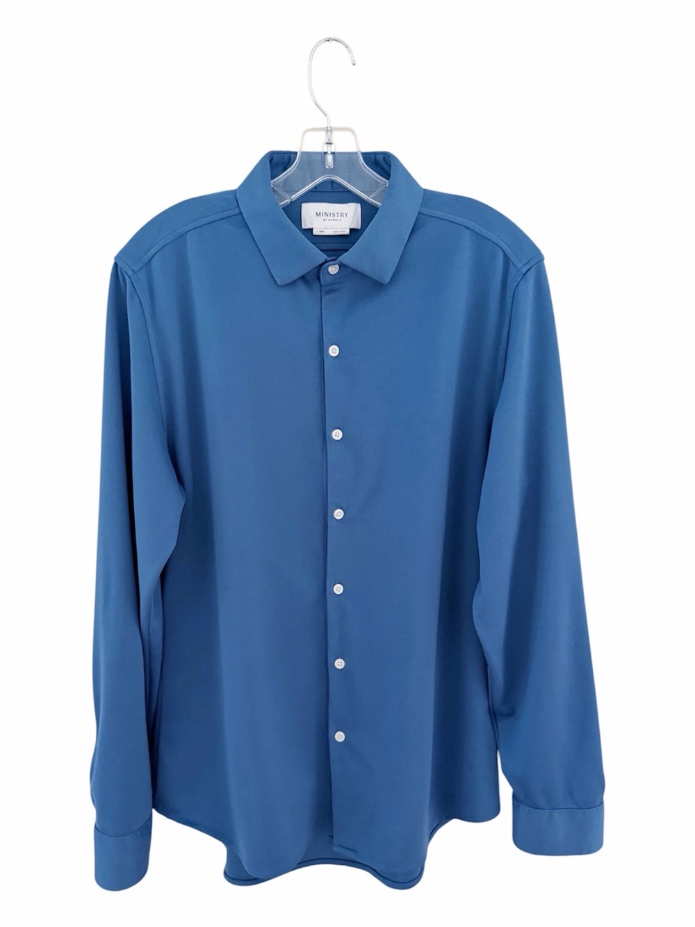 Ministry of Supply Men’s Blue Slim Fit Long Sleeve Shirt Size L - Picture 1 of 10